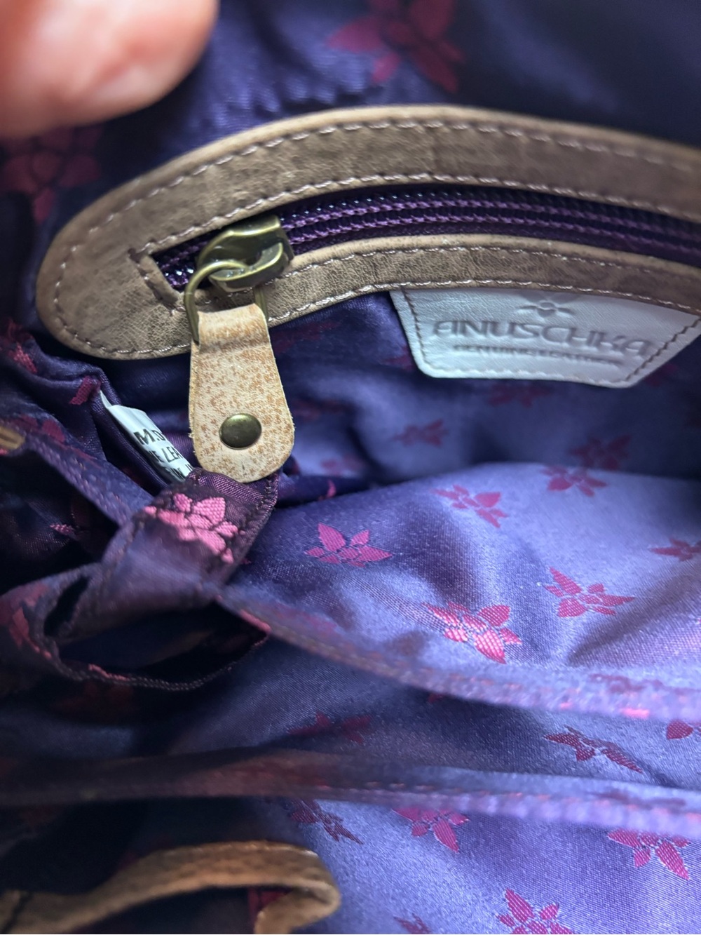 Anuschka Olive Leather Crossbody with Hand-Painted Butterflies & Florals - Picture 15 of 16